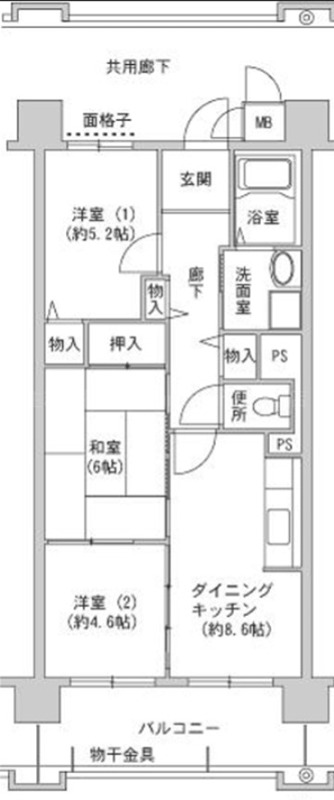 コーシャハイツ森之宮の間取り