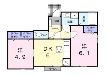 井原市木之子町のアパートの間取り