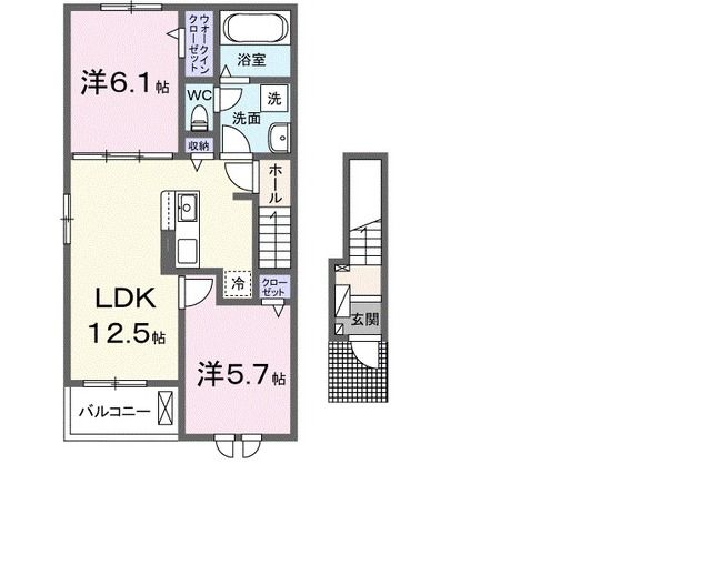 各務原市鵜沼羽場町のアパートの間取り