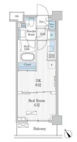 【江東区古石場のマンションの間取り】