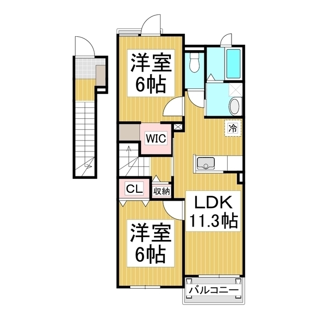 千曲市大字小船山のアパートの間取り