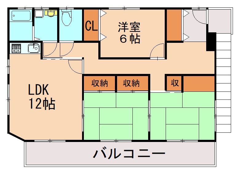 福岡市東区箱崎ふ頭のアパートの間取り