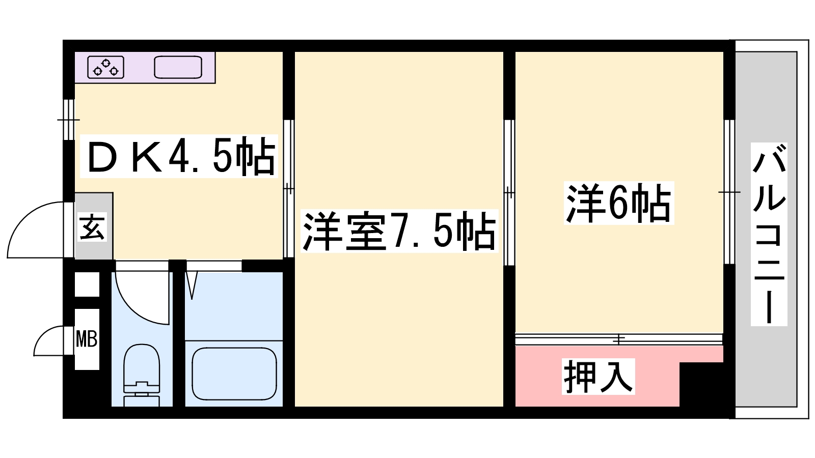 姫路市飾磨区城南町のマンションの間取り