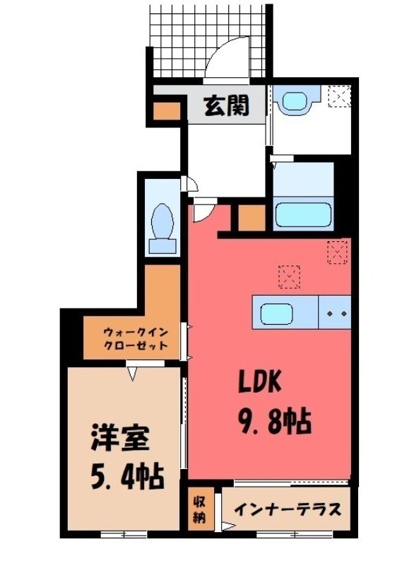 宇都宮市下栗町のアパートの間取り