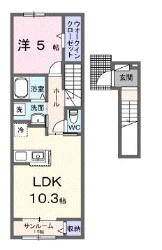 高松市松島町のアパートの間取り