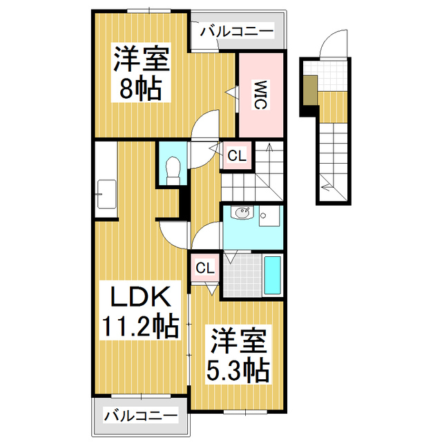 松本市梓川倭のアパートの間取り