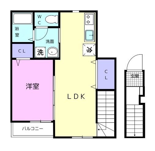 和歌山市本脇のアパートの間取り