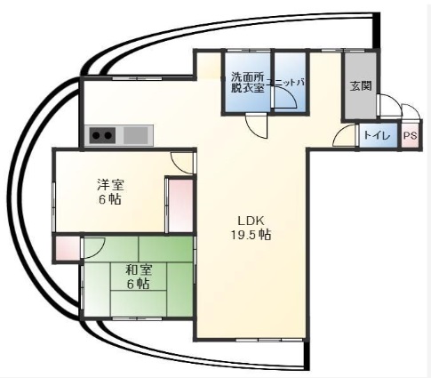 相生市那波大浜町のマンションの間取り