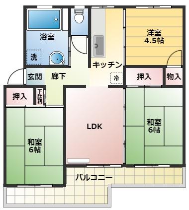 小関ハイツ4棟の間取り