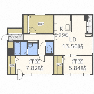 札幌市中央区南十七条西のマンションの間取り