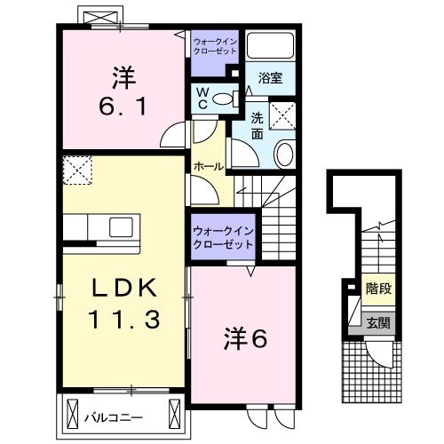 白河市白坂のアパートの間取り