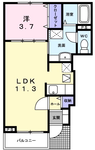 姫路市的形町的形のアパートの間取り