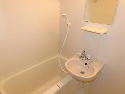 バス・シャワールーム　洗面台とユニット式のお風呂です