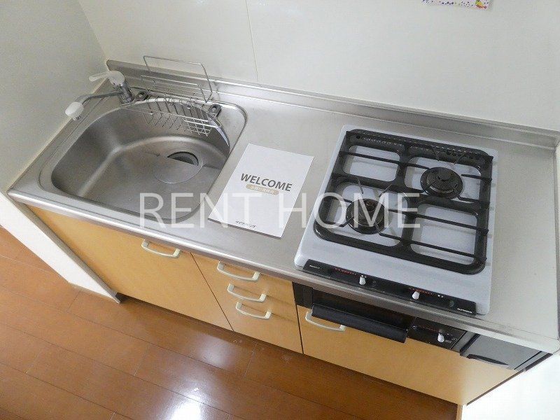 キッチン　２口コンロ・グリル付きシステムキッチン