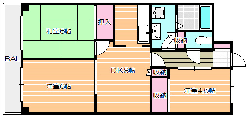 東京メトロ東西線 南行徳駅 徒歩5分 4階建 築37年の間取り写真
