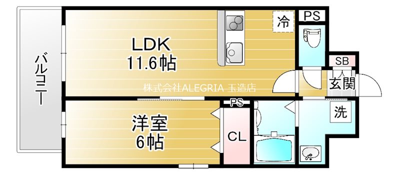 地下鉄千日前線 新深江駅 徒歩1分 11階建 築3年の間取り写真