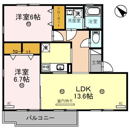 夢咲きの里 Eの間取り写真