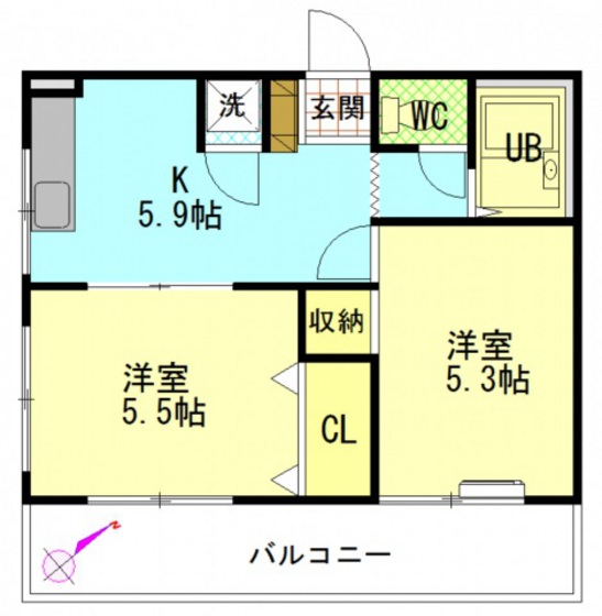 ＪＲ山陽本線 横川駅 徒歩12分 4階建 築42年の間取り写真