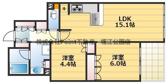 地下鉄長堀鶴見緑地線 松屋町駅 徒歩1分 20階建 築12年の間取り写真