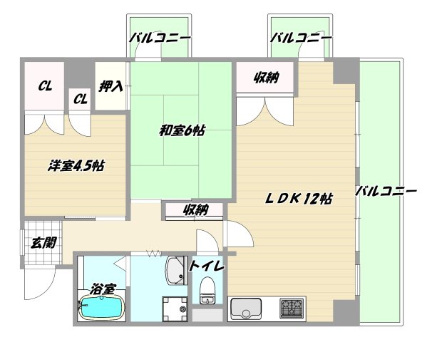 地下鉄御堂筋線 西中島南方駅 徒歩7分 5階建 築37年の間取り写真
