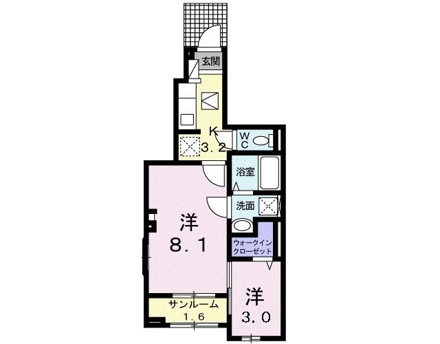 八代市古閑中町のアパートの間取り