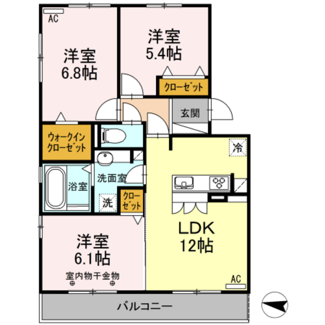 富士市津田町のアパートの間取り