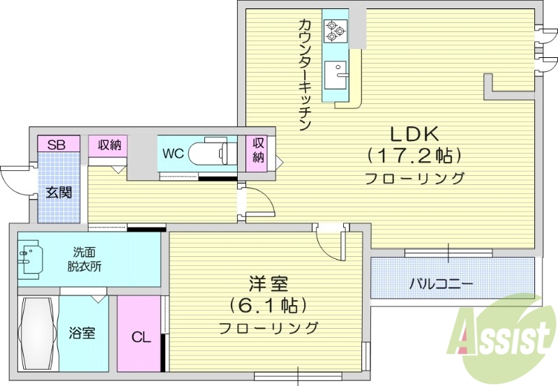 仙台市青葉区上杉のマンションの間取り