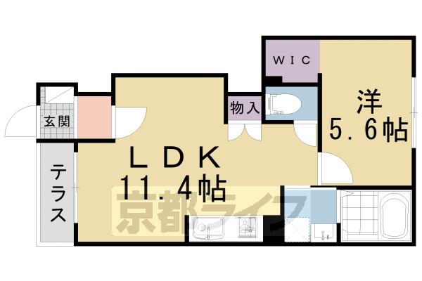 京都市左京区岩倉幡枝町のアパートの間取り