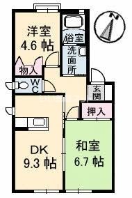 下関市新垢田東町のアパートの間取り