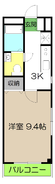 高知市高須新町のアパートの間取り