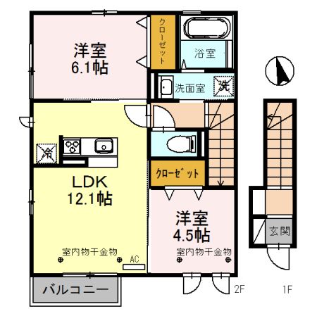 黒部市岡のアパートの間取り