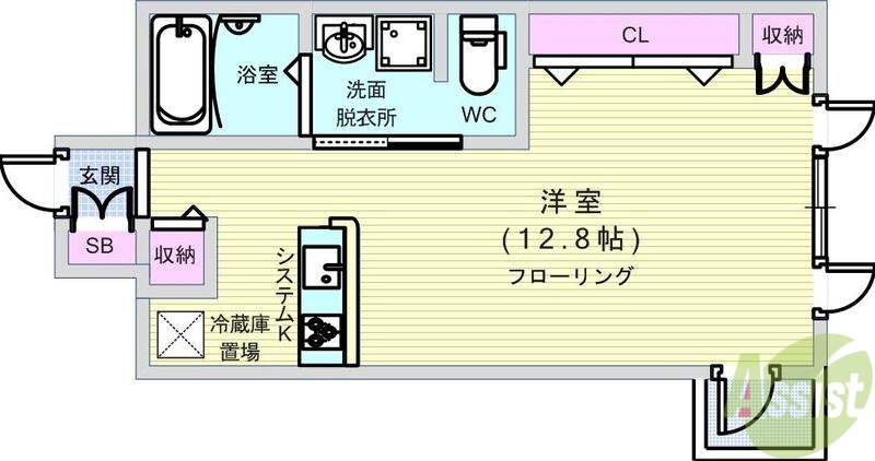 大阪市西区北堀江のマンションの間取り