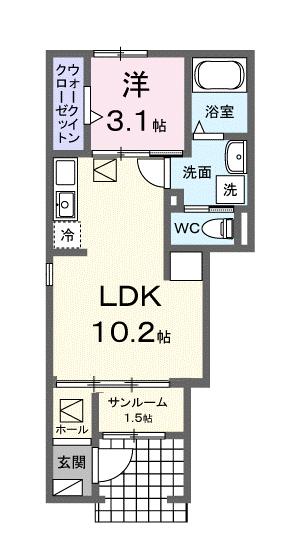 尾道市高須町のアパートの間取り