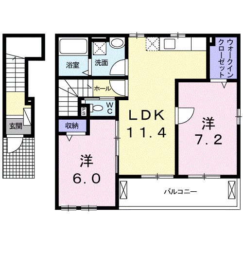 薩摩川内市五代町のアパートの間取り