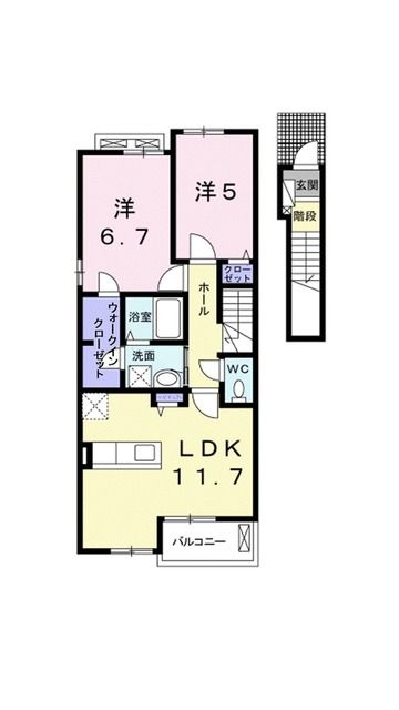 【東温市志津川のアパートの間取り】