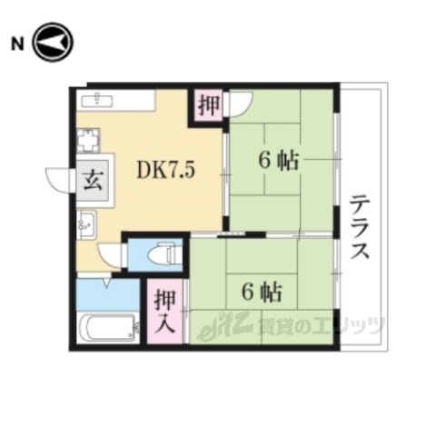 大津市山上町のアパートの間取り