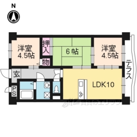 【長岡京市井ノ内のマンションの間取り】