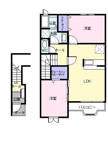 舞鶴市八反田北町のアパートの間取り