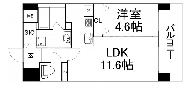 【大阪市北区末広町のマンションの間取り】