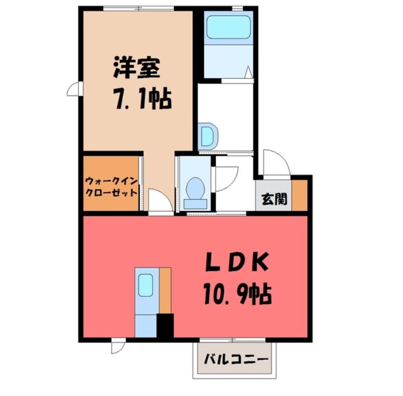 筑西市伊佐山のアパートの間取り