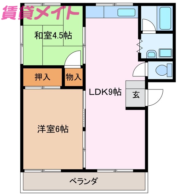 伊勢市浦口のアパートの間取り