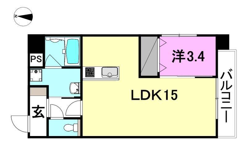 松山市平和通のマンションの間取り