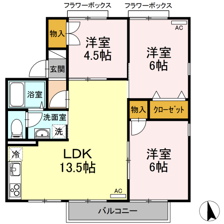 セジュール ハピネスの間取り