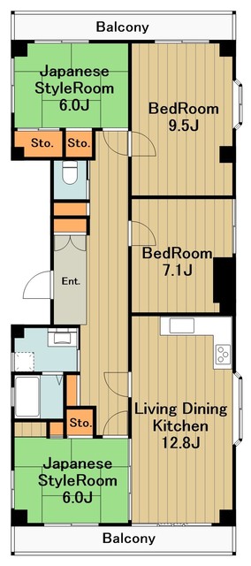 相模原市中央区清新のマンションの間取り