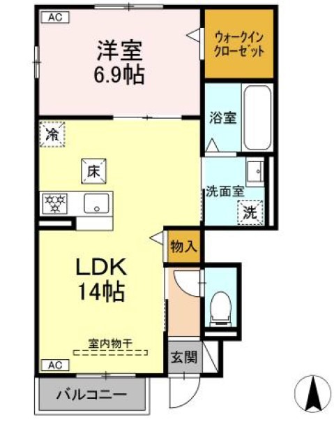 浜松市中央区篠原町のアパートの間取り