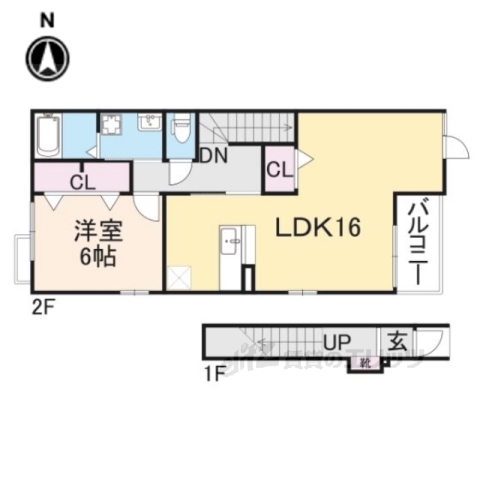 京都市山科区勧修寺御所内町のアパートの間取り