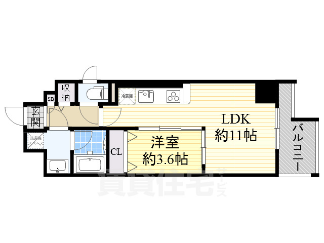 大阪市西区南堀江のマンションの間取り