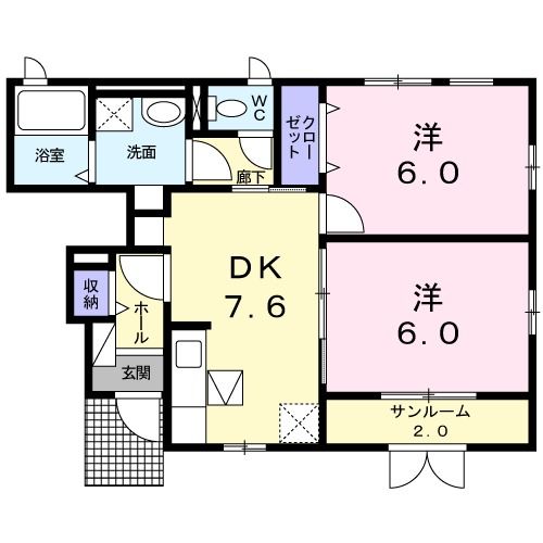 加賀市山代温泉のアパートの間取り