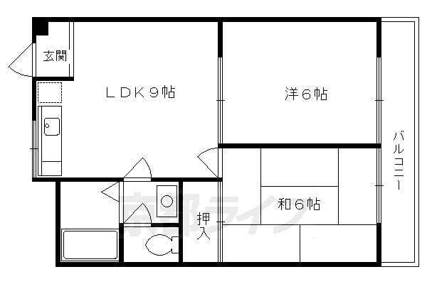 京都市左京区上高野薩田町のマンションの間取り