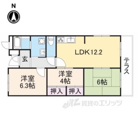 東生駒北ガーデンハイツ２８号棟の間取り